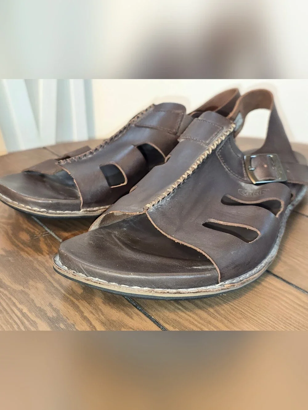 Keen Alman Men's Dark Brown Leather Open-Toe Buckle Sandals Size 12